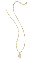 Daphne Gold Pave Frame Short Pendant Necklace Iridescent Drusy