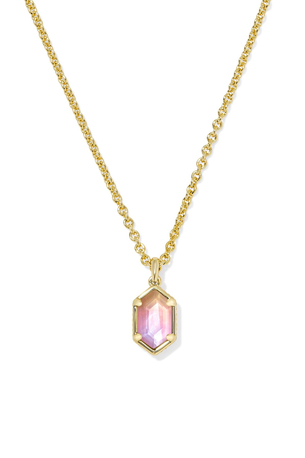Hallie Gold Short Pendant Necklace Sunrise Watercolor Illusion