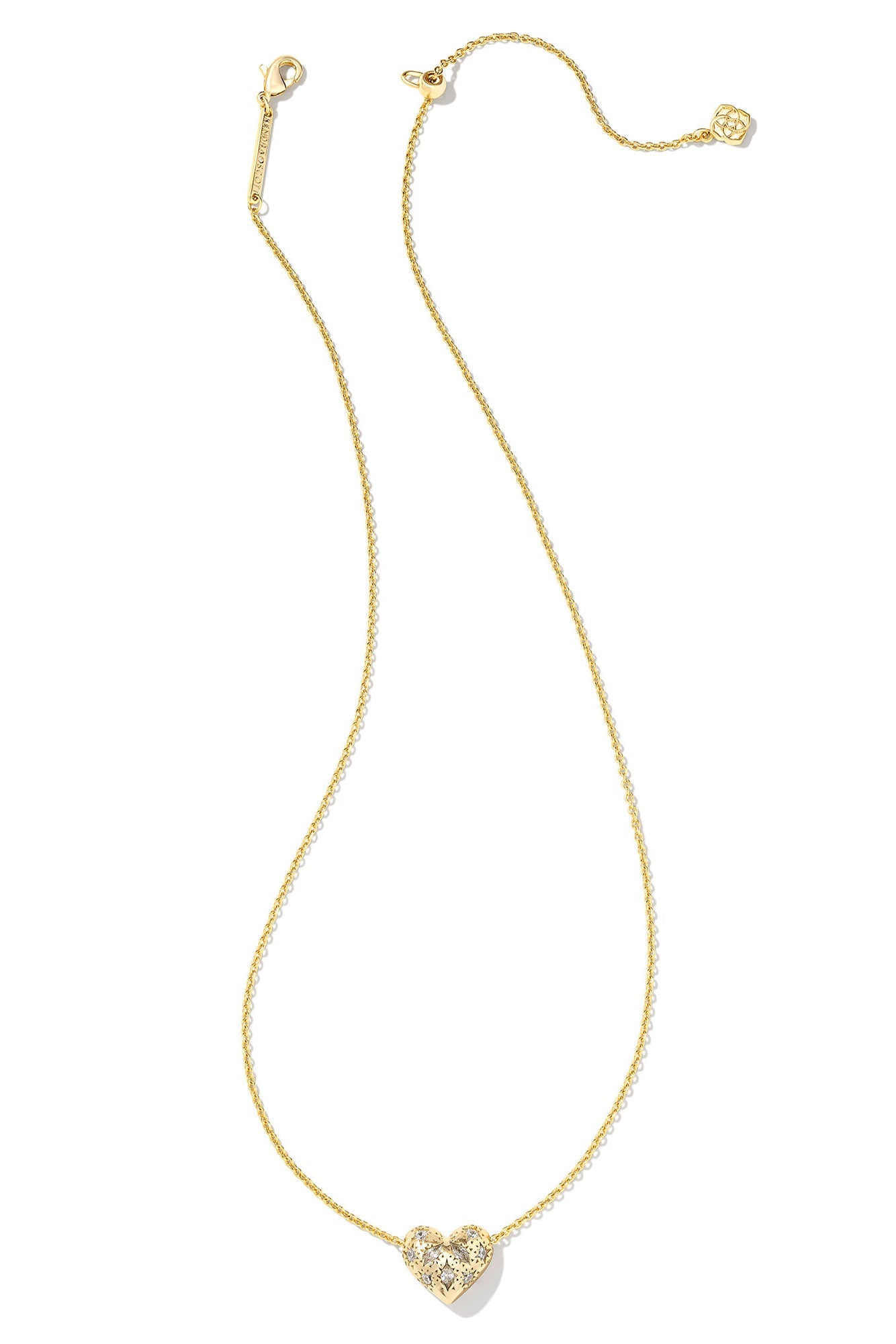 Holland Gold Heart Short Pendant Necklace White Crystal