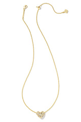 Holland Gold Heart Short Pendant Necklace White Crystal