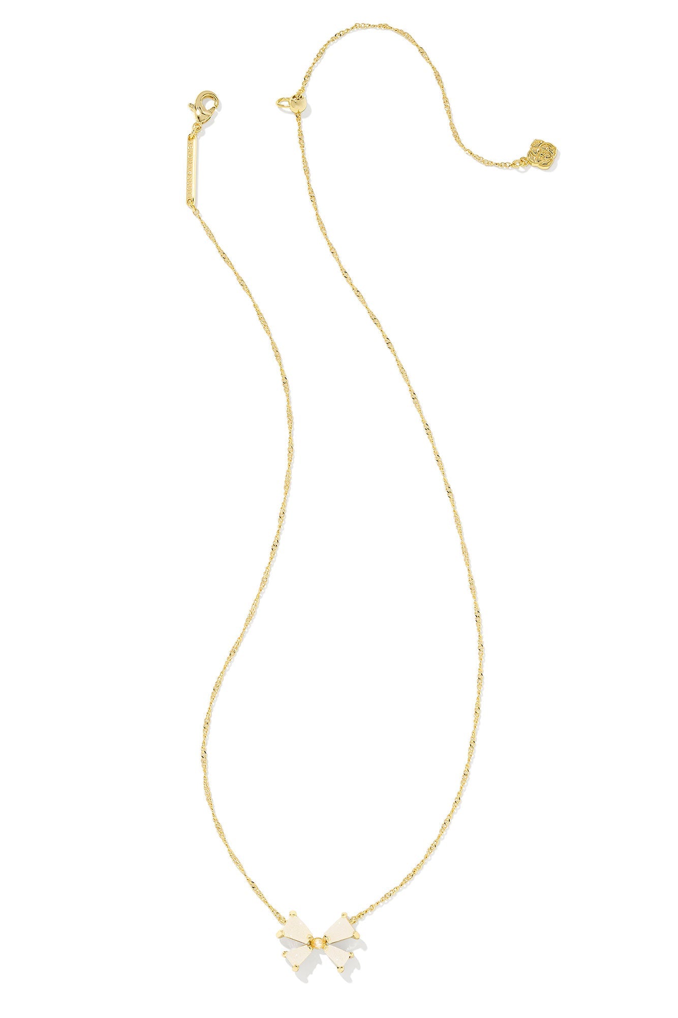 Blair Gold Bow Small Short Pendant Necklace Iridescent Drusy