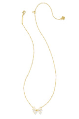 Blair Gold Bow Small Short Pendant Necklace Iridescent Drusy