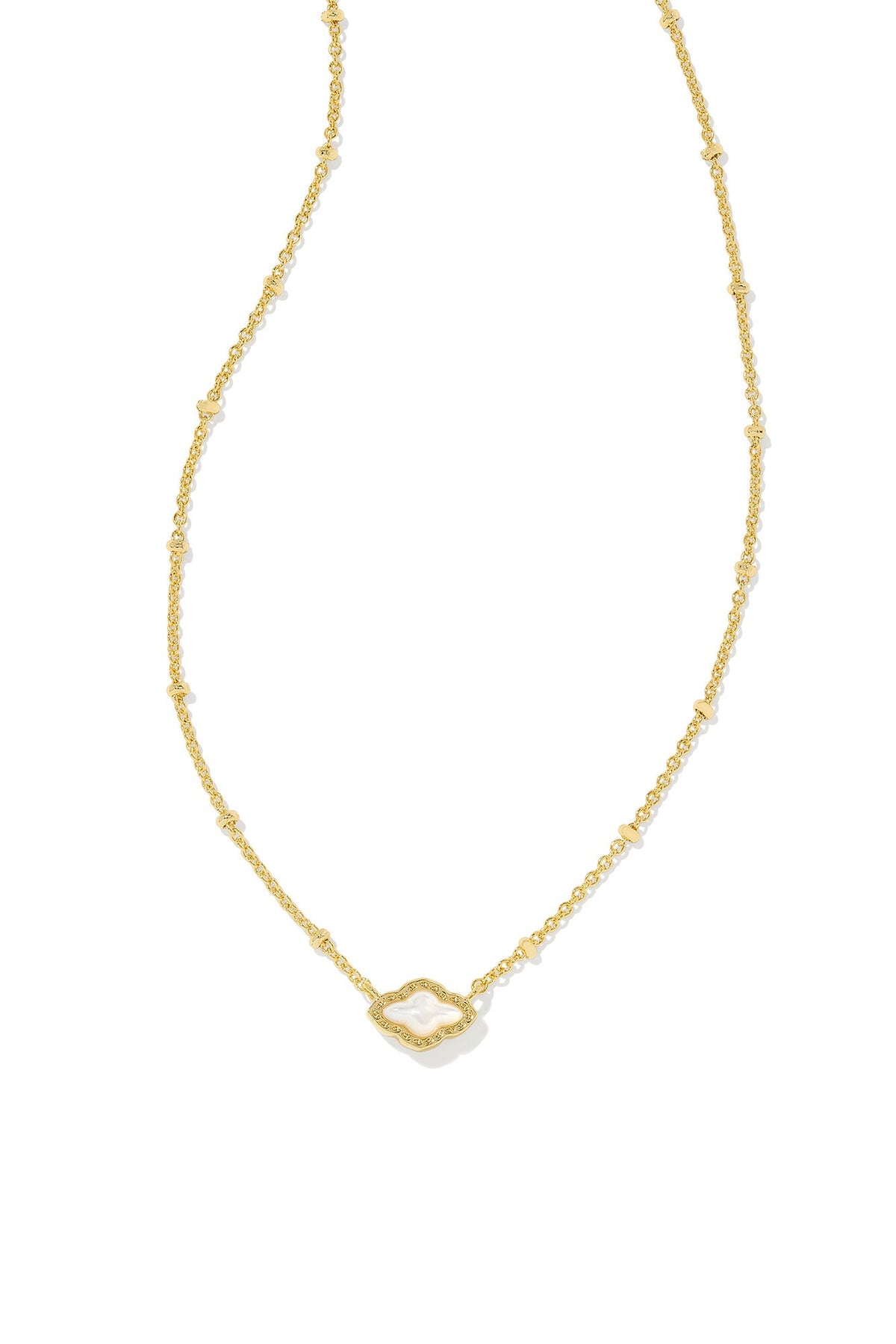 Mini Abbie Satellite Short Gold Pendant Necklace Ivory Mother Of Pearl
