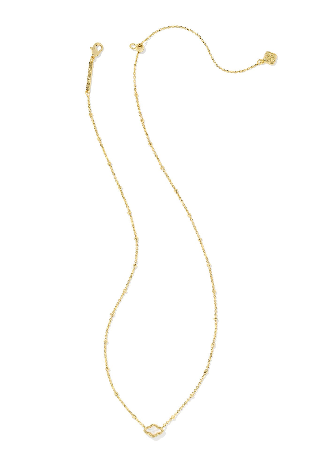 Mini Abbie Satellite Short Gold Pendant Necklace Ivory Mother Of Pearl