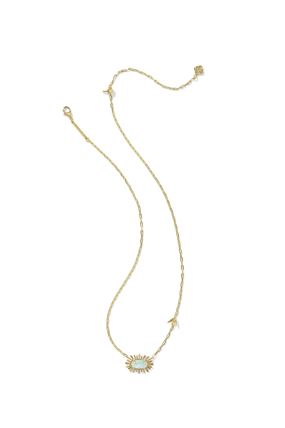 Elisa Bird Gold Short Pendant Necklace Opalite Illusion