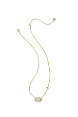 Elisa Bird Gold Short Pendant Necklace Opalite Illusion