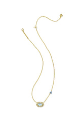 Elisa Bird Gold Short Pendant Necklace Sky Blue Mother Of Pearl