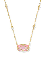 Elisa Lattice Frame Gold Short Pendant Necklace Blush Ivory Mother Of Pearl