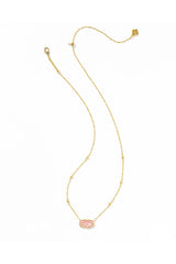 Elisa Lattice Frame Gold Short Pendant Necklace Blush Ivory Mother Of Pearl