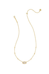 Elisa Lattice Frame Gold Short Pendant Necklace Ivory Mother Of Pearl