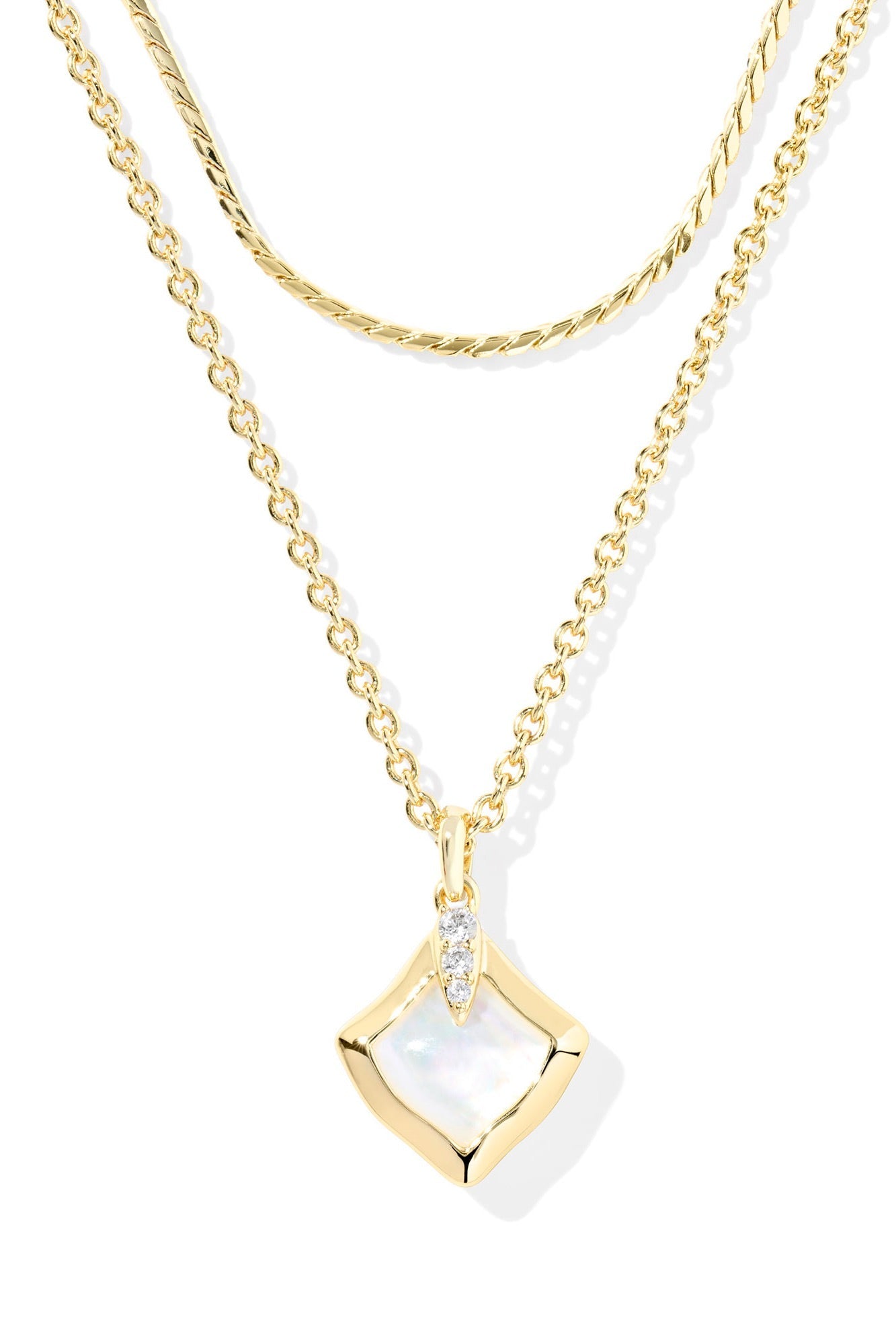 Joelle Gold Multi Strand Necklace Ivory Mother Of Pearl