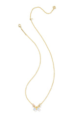 Bianca Butterfly Gold Short Pendant Necklace Iridescent White Mix