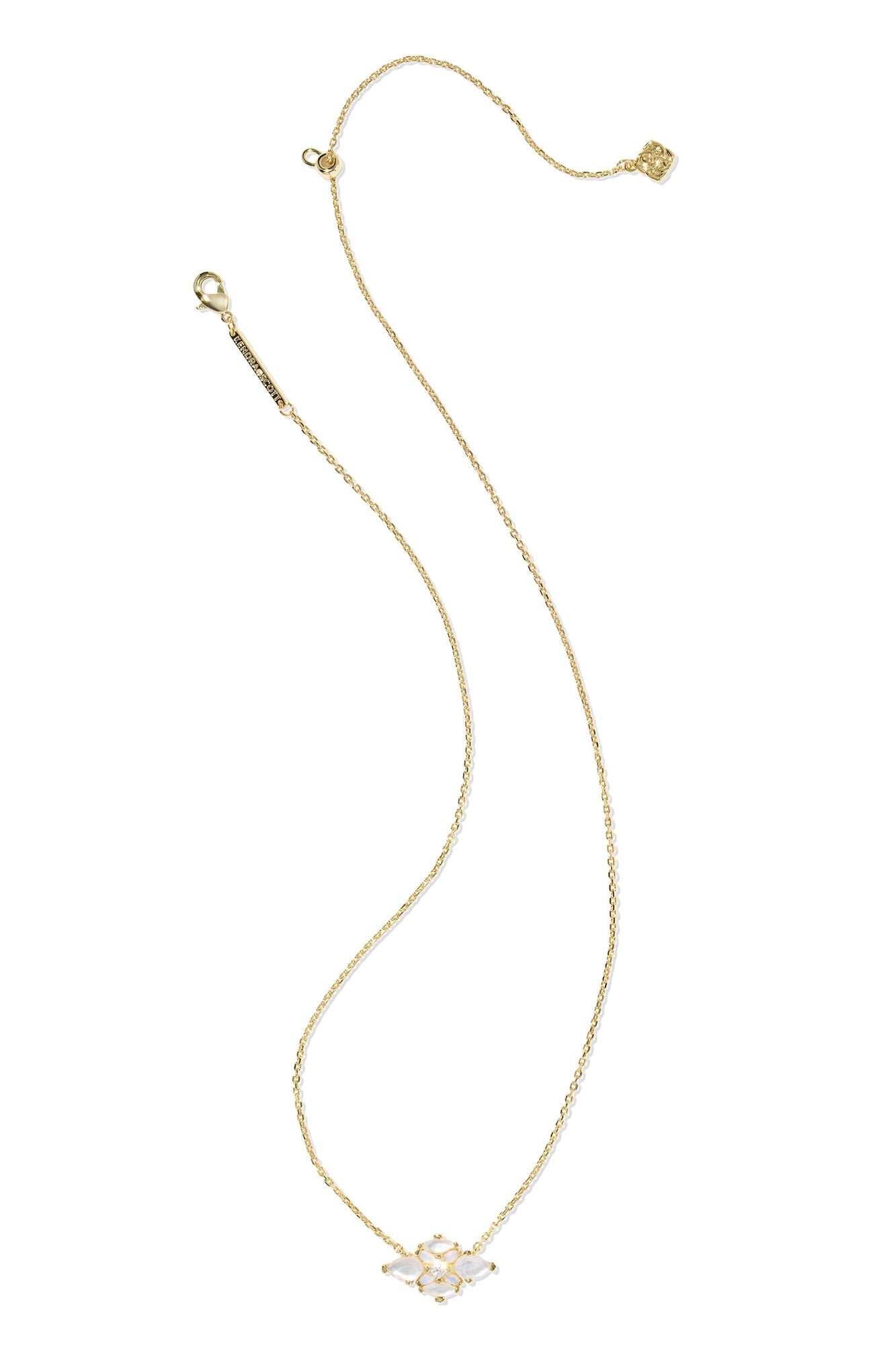 Abbie Gold Crystal Short Pendant Necklace Neutral Mix