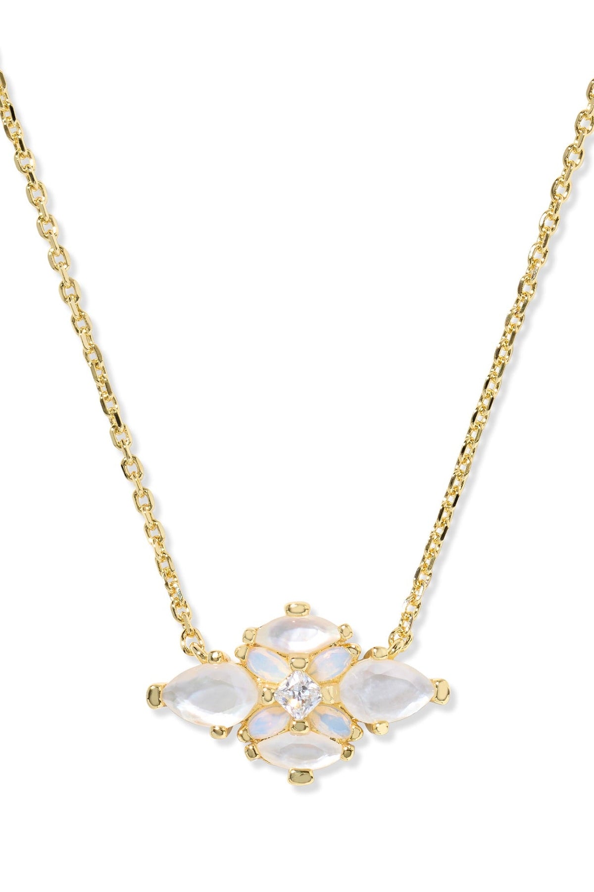 Abbie Gold Crystal Short Pendant Necklace Neutral Mix