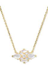Abbie Gold Crystal Short Pendant Necklace Neutral Mix