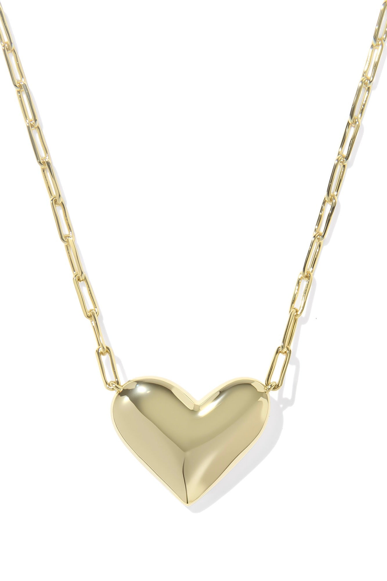 Ari Heart Statement Short Pendant Necklace Gold