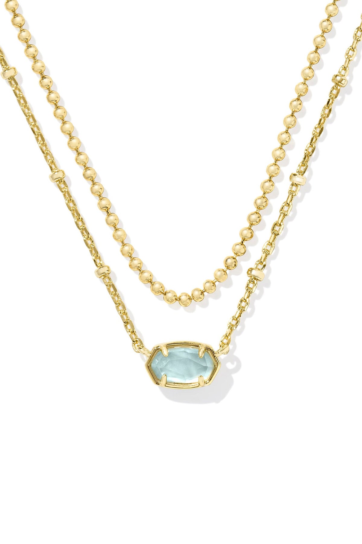 Emilie Gold Multi Strand Necklace Light Blue Illusion