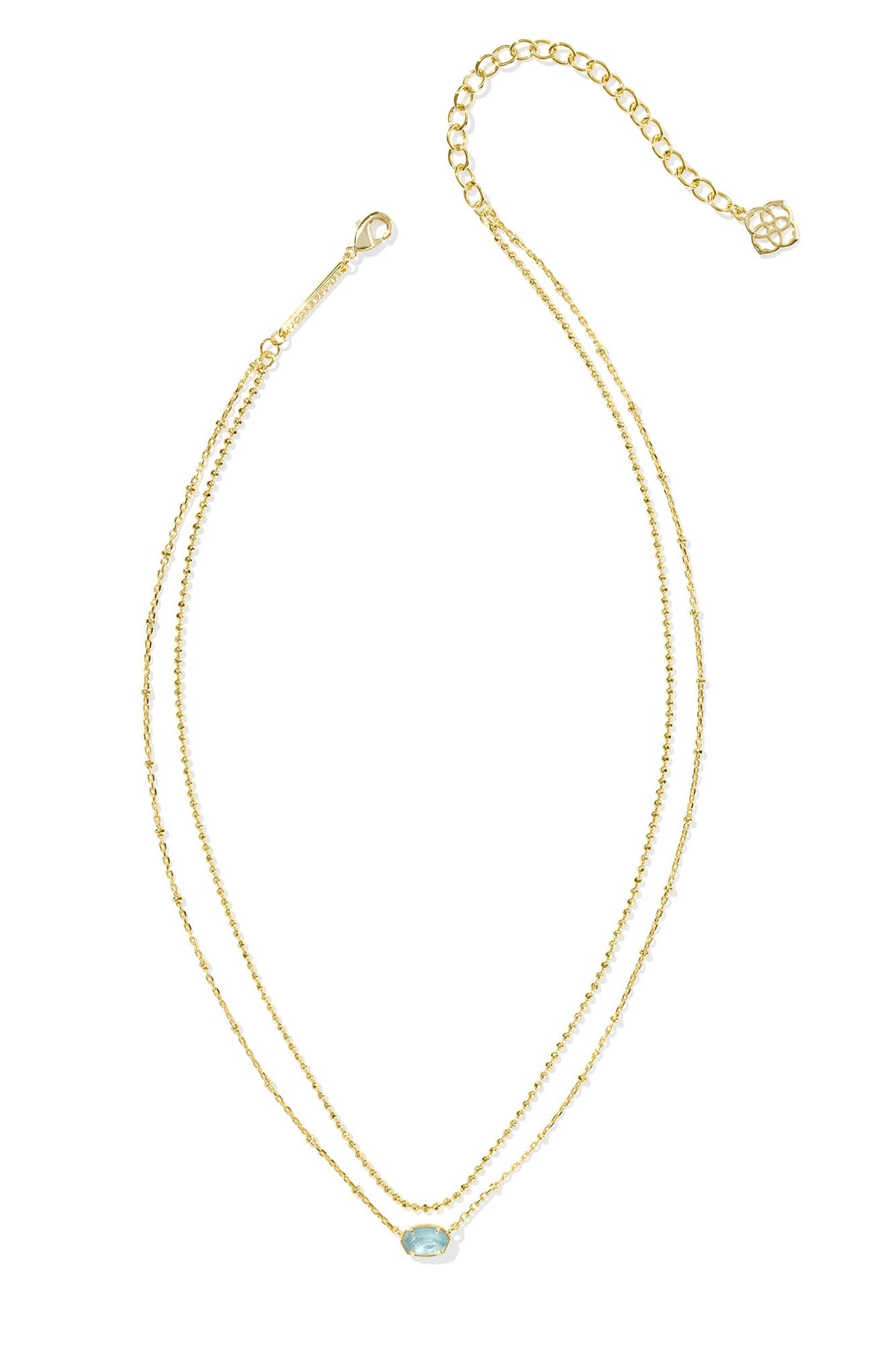 Emilie Gold Multi Strand Necklace Light Blue Illusion