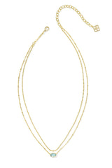 Emilie Gold Multi Strand Necklace Light Blue Illusion