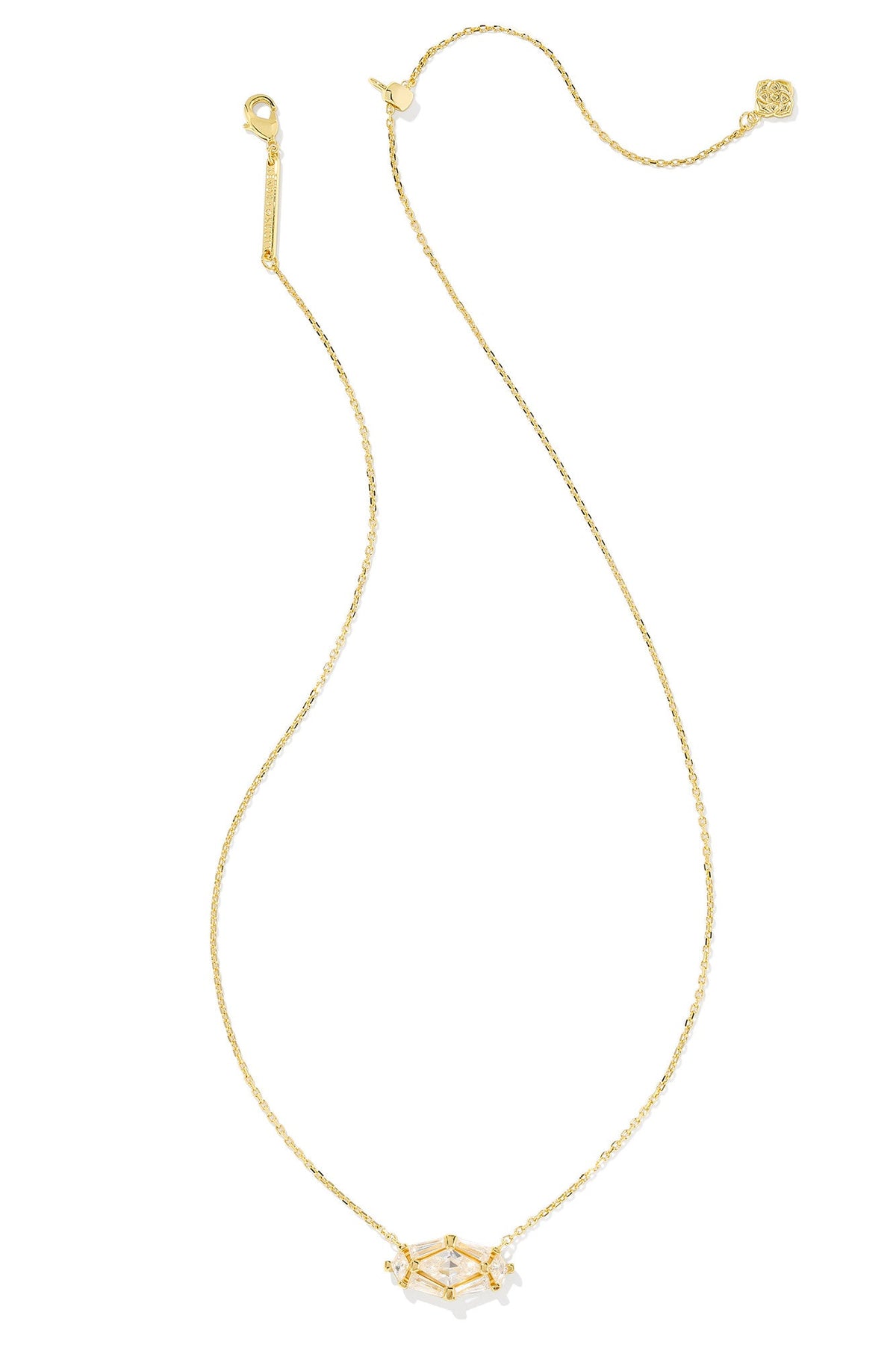 Lindy Rae Elisa Gold Short Pendant Necklace White Crystal