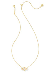 Lindy Rae Elisa Gold Short Pendant Necklace White Crystal