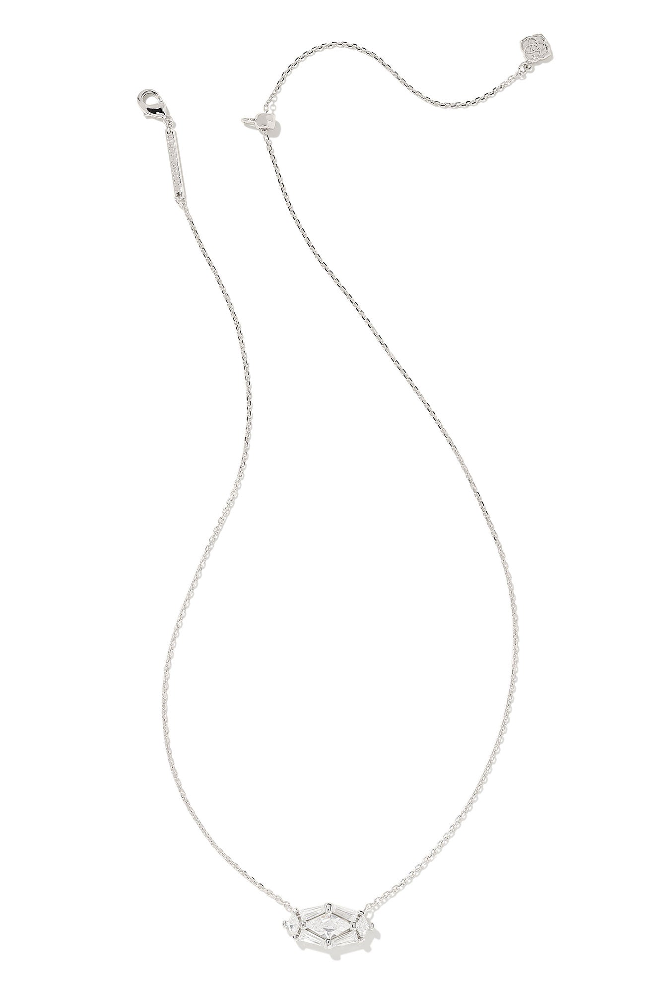 Lindy Rae Elisa Silver Short Pendant Necklace White Crystal