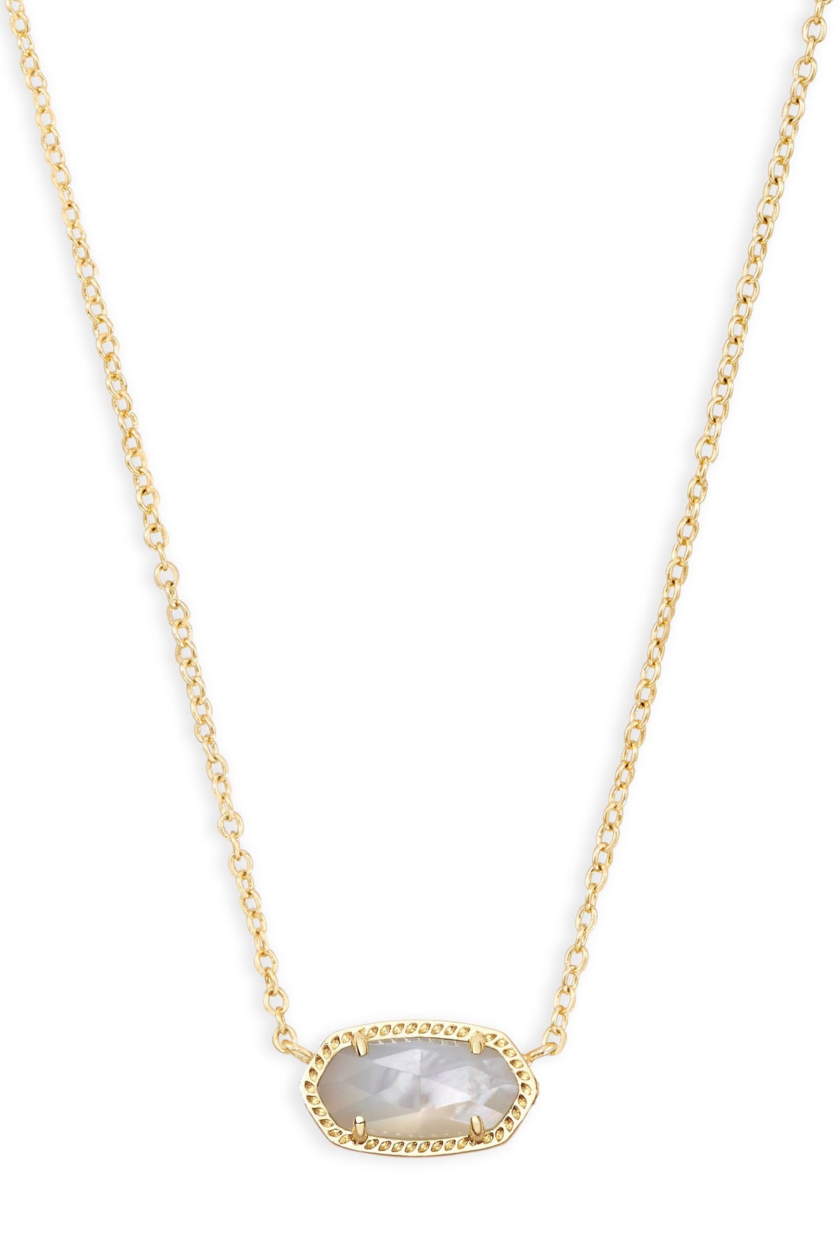 Elisa Gold Statement Short Pendant Necklace Ivory Mother Of Pearl