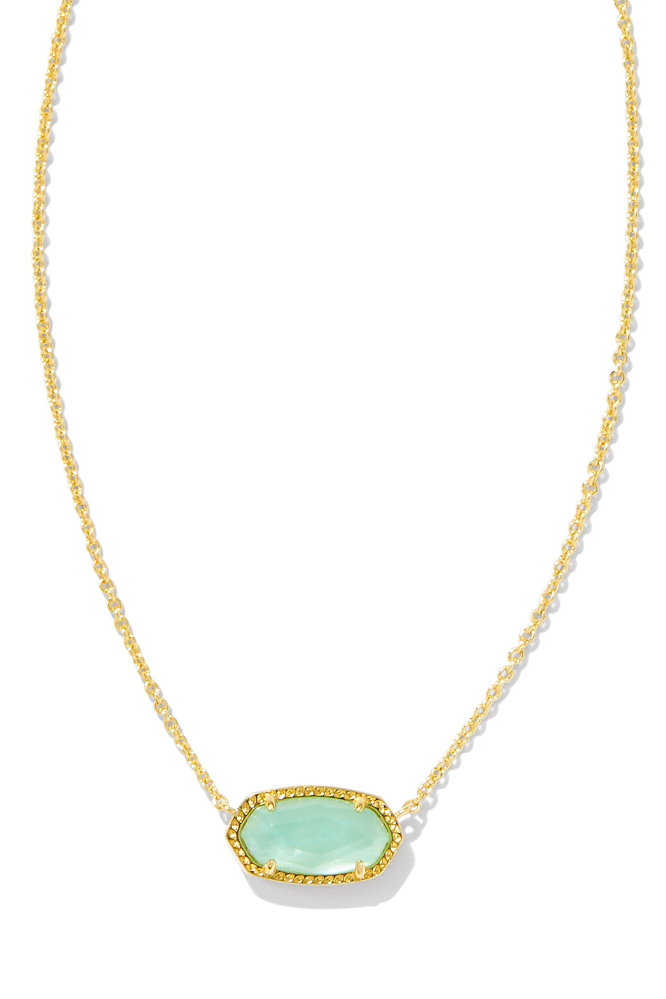Elisa Pendant Necklace Gold Light Green Mother Of Pearl