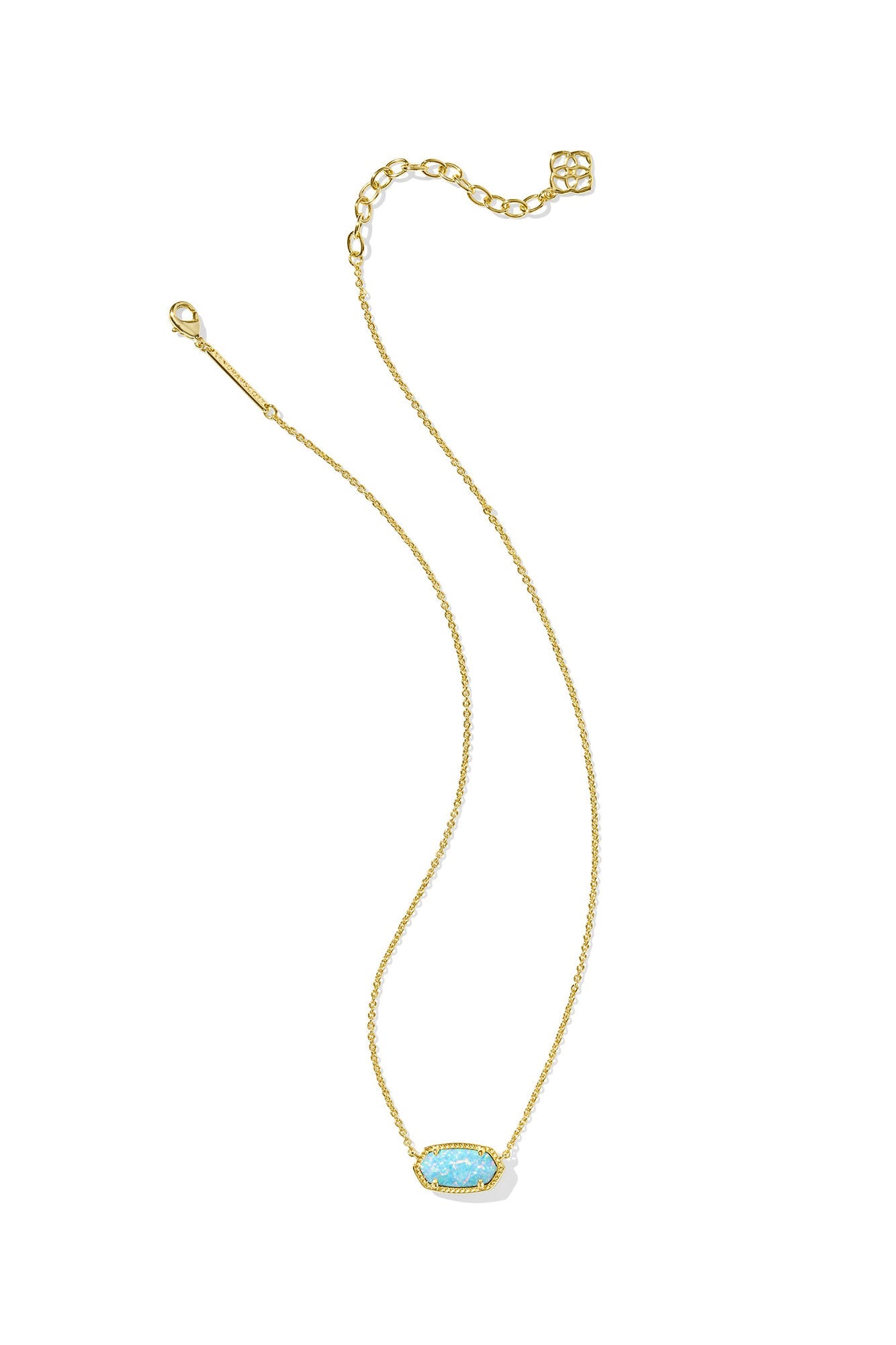 Elisa Gold Pendant Necklace Light Teal Kyocera Opal