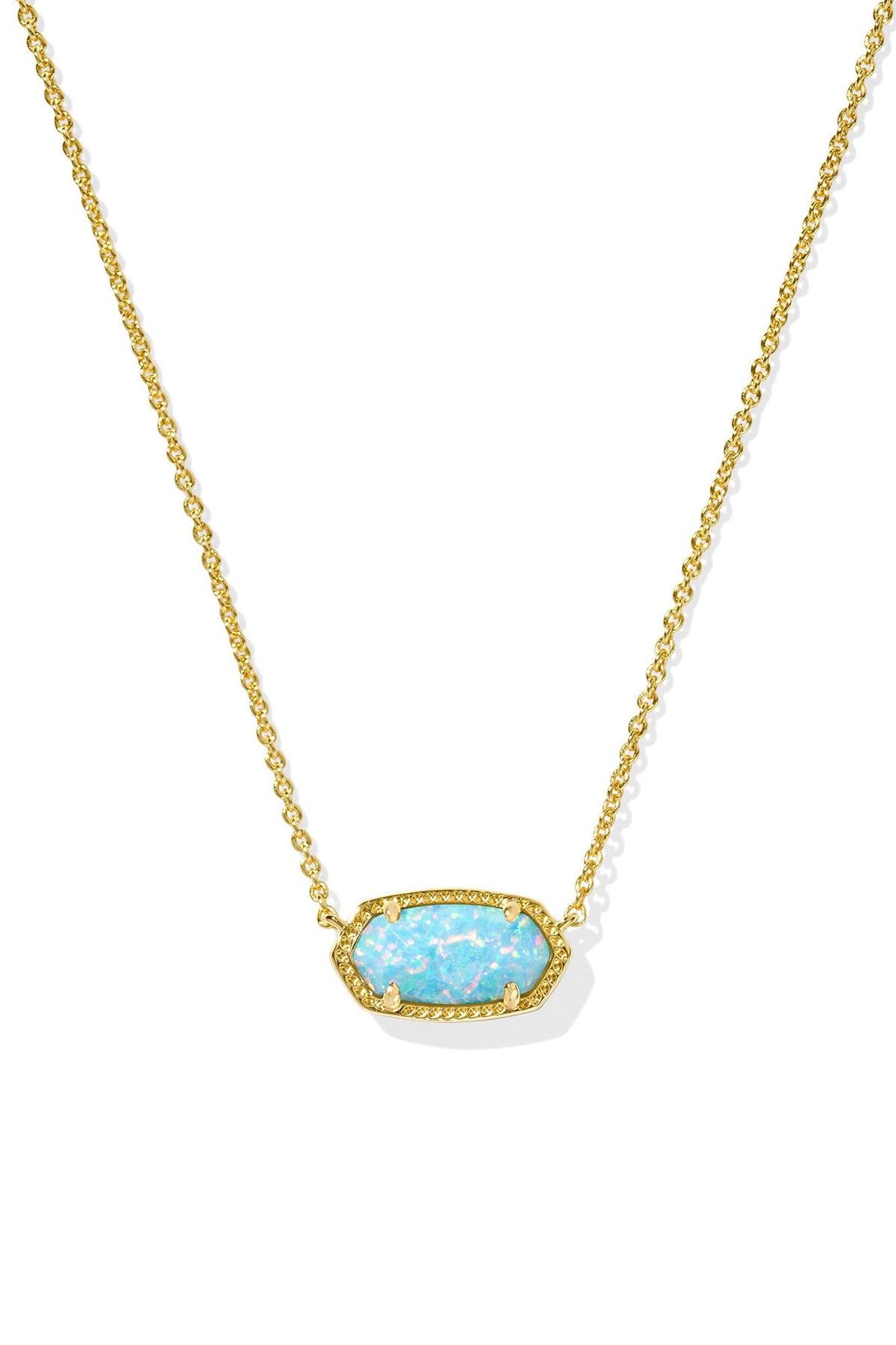 Elisa Gold Pendant Necklace Light Teal Kyocera Opal