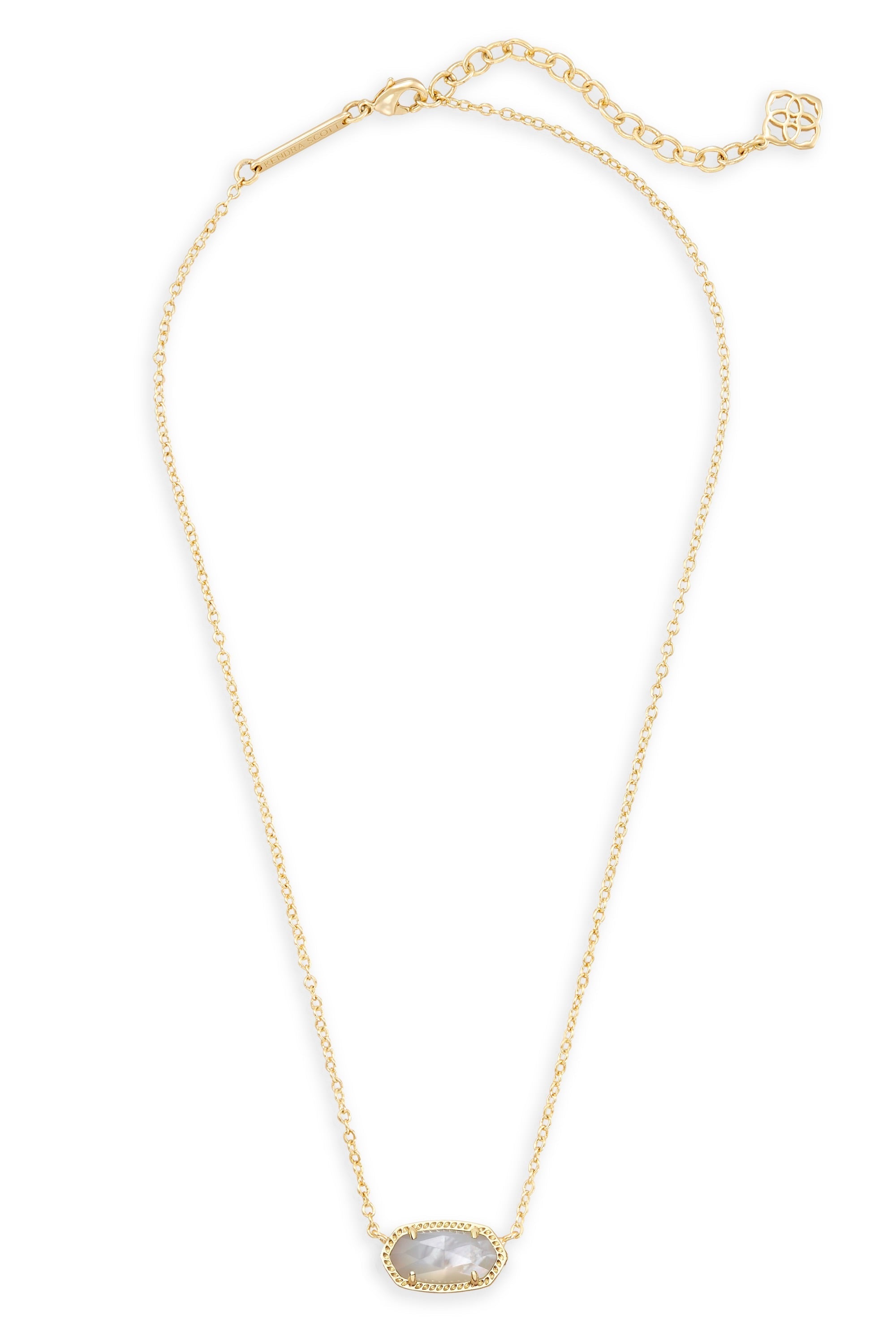Elisa Gold Statement Short Pendant Necklace Ivory Mother Of Pearl