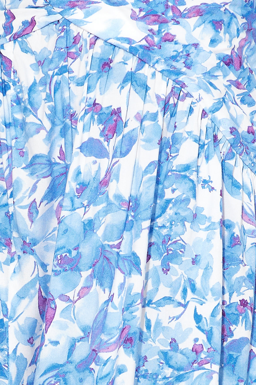 Blooming As One Midi Dress Blue