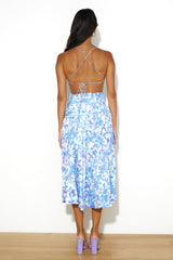 Blooming As One Midi Dress Blue