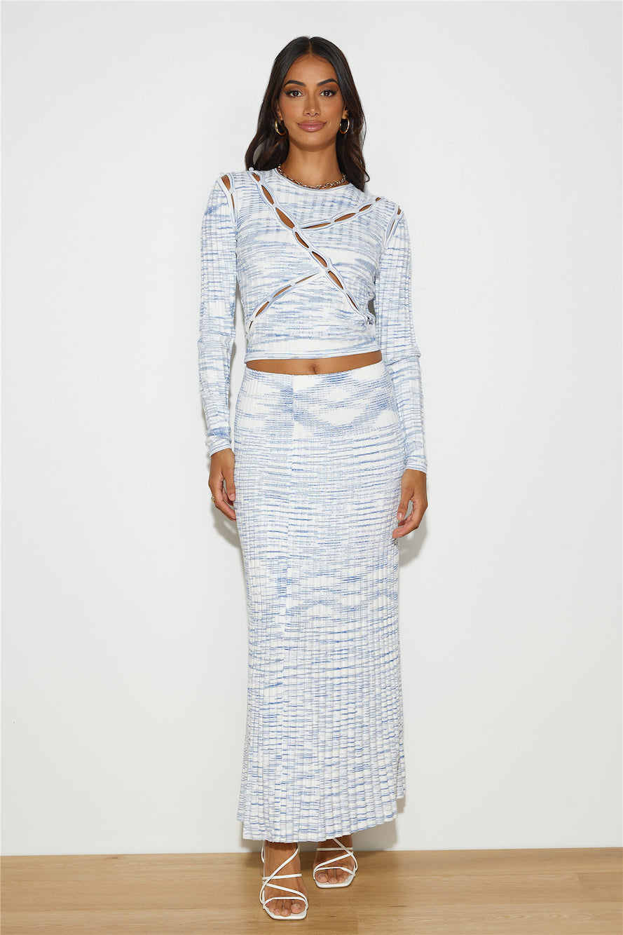 C/MEO COLLECTIVE Eventually Knit Skirt Blue