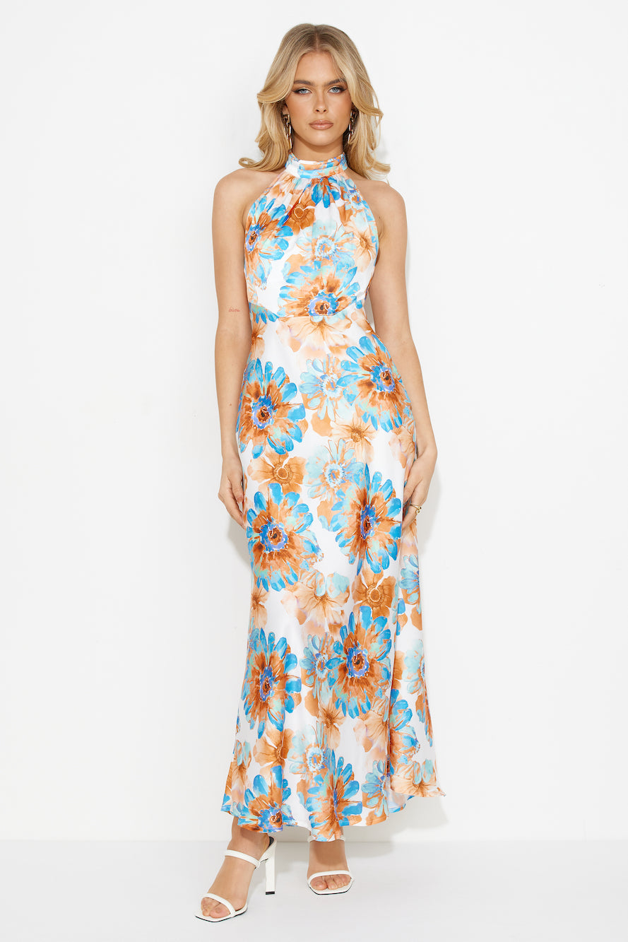 Floating Dreams Satin Maxi Dress White