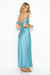 Classy Together Satin Maxi Dress Blue