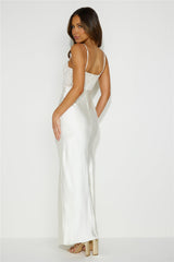 Keeping Memories Alive Satin Midi Dress Cream