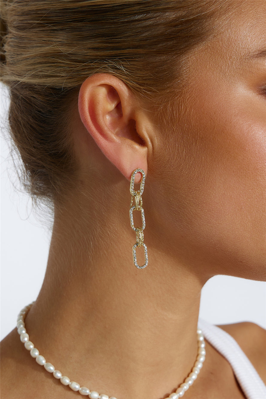 Gold Link Chain Earrings Gold