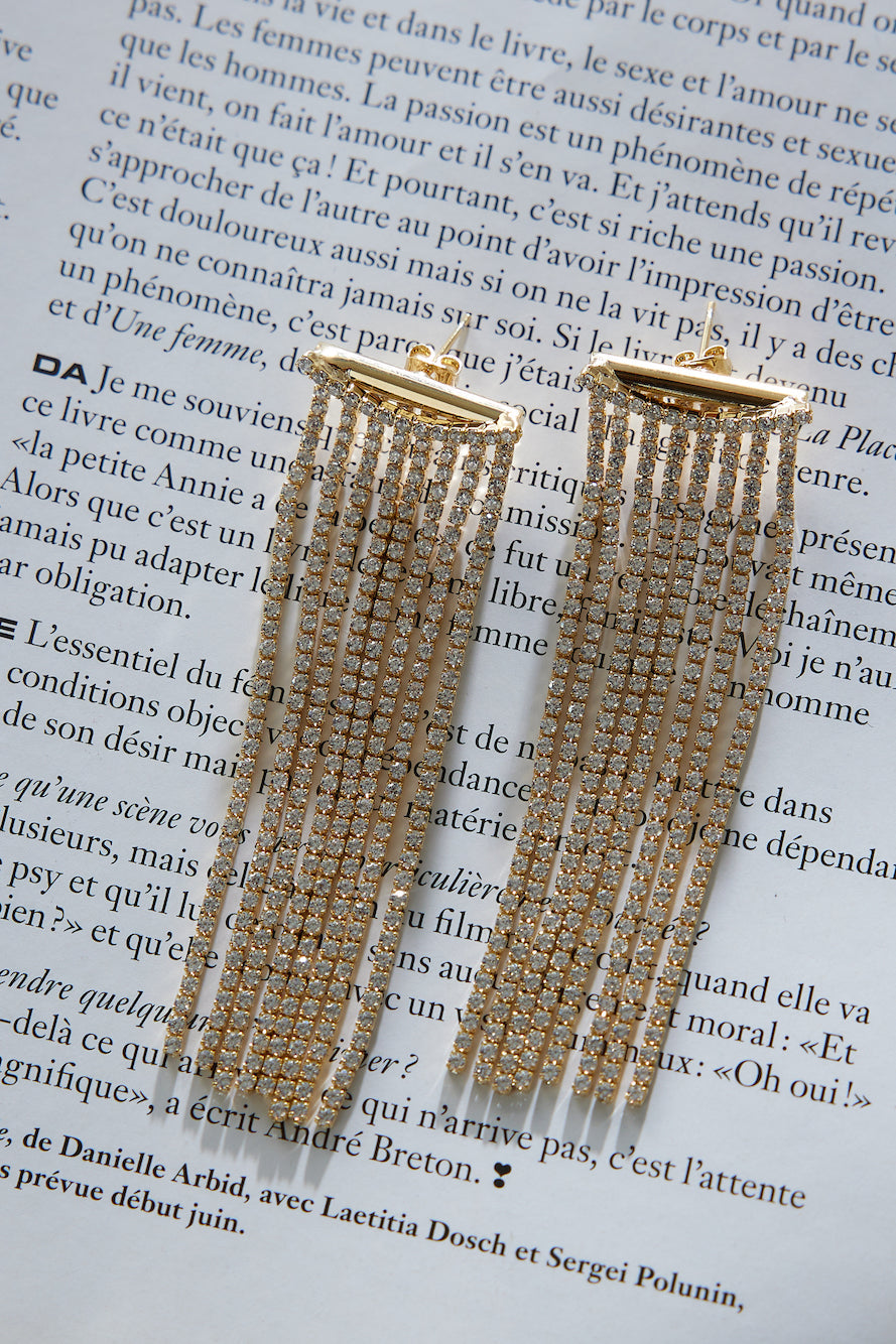 18k Gold Plated Sparkle Waterfall Earrings Gold