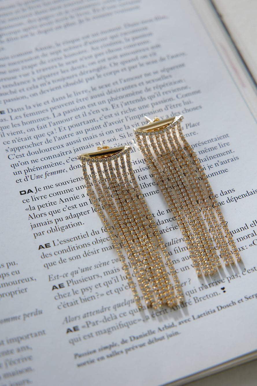 18k Gold Plated Sparkle Waterfall Earrings Gold