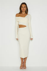 Lively Flair Midi Dress Beige