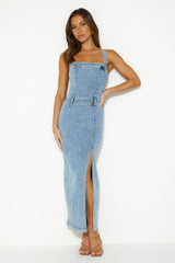 Getting Groovy Midi Dress Denim