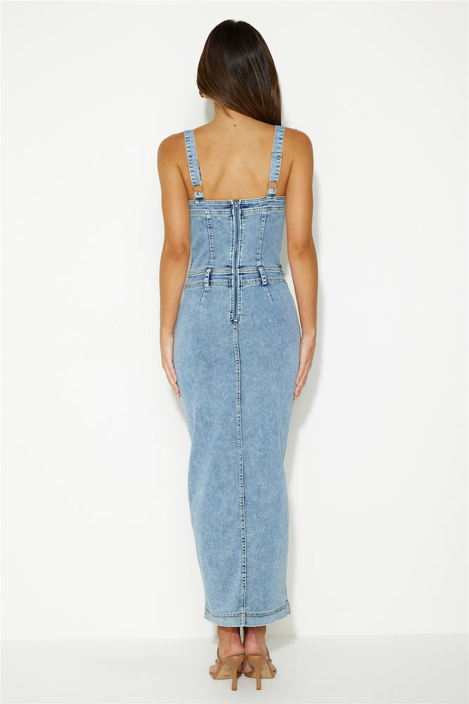 Getting Groovy Midi Dress Denim