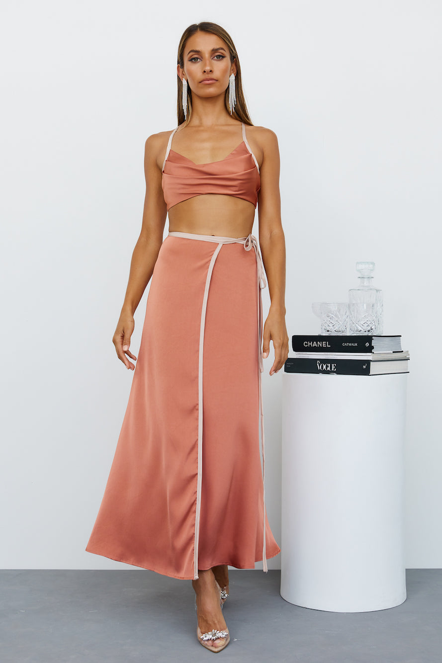 No More Waiting Maxi Skirt Bronze