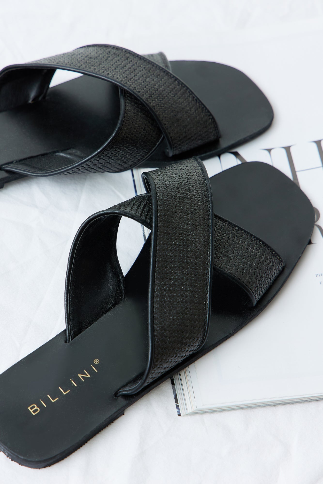 BILLINI Kacee Slides Black Raffia