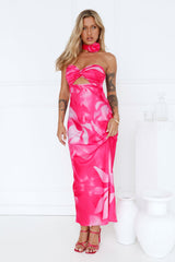 Latest Trend Strapless Satin Maxi Dress Pink