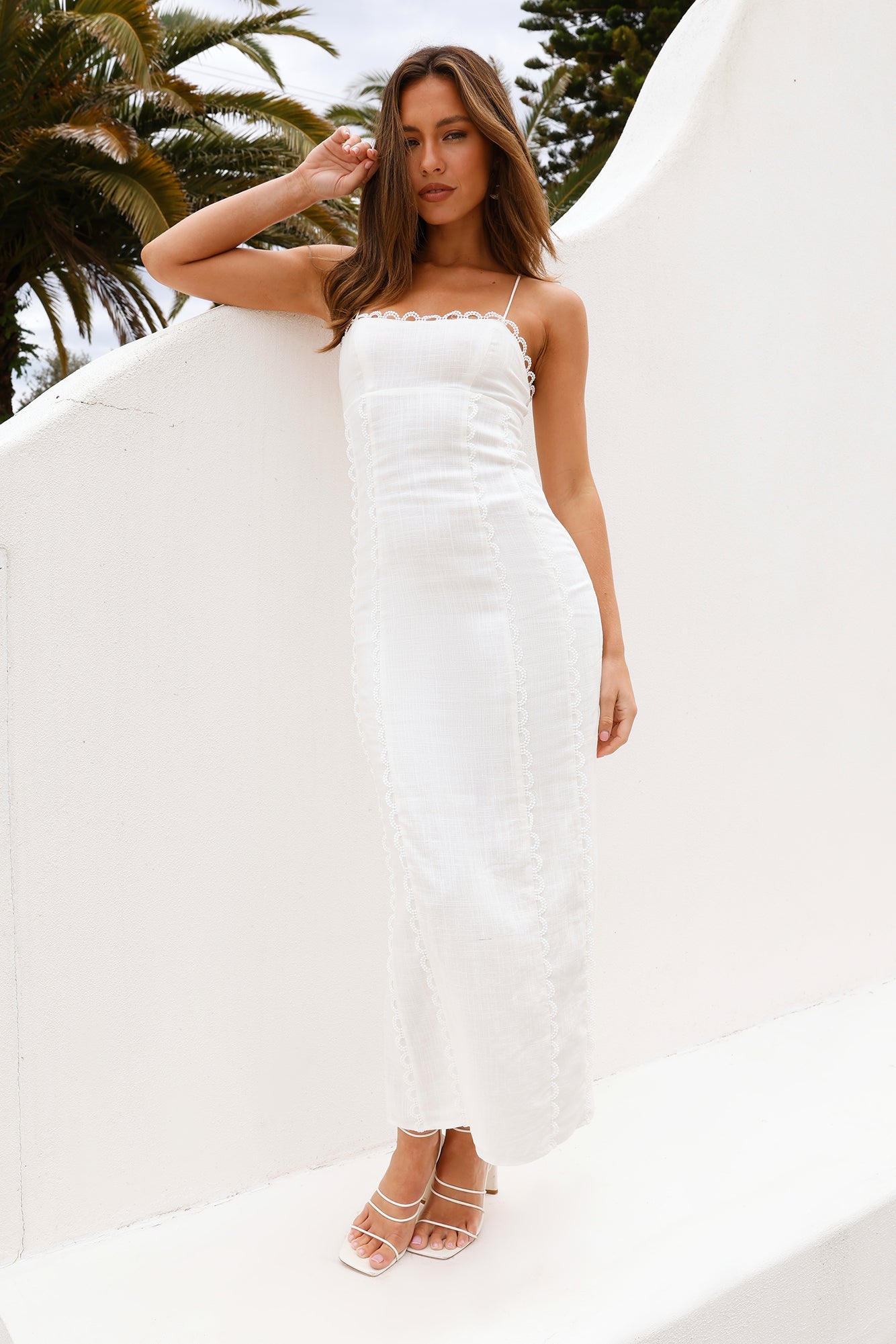 Beachside Living Linen Blend Maxi Dress White