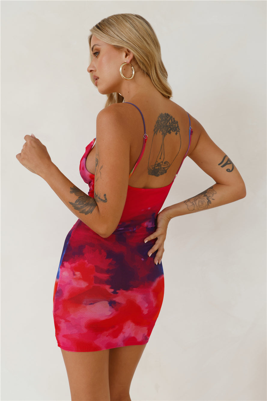 Into Space Mesh Mini Dress Print