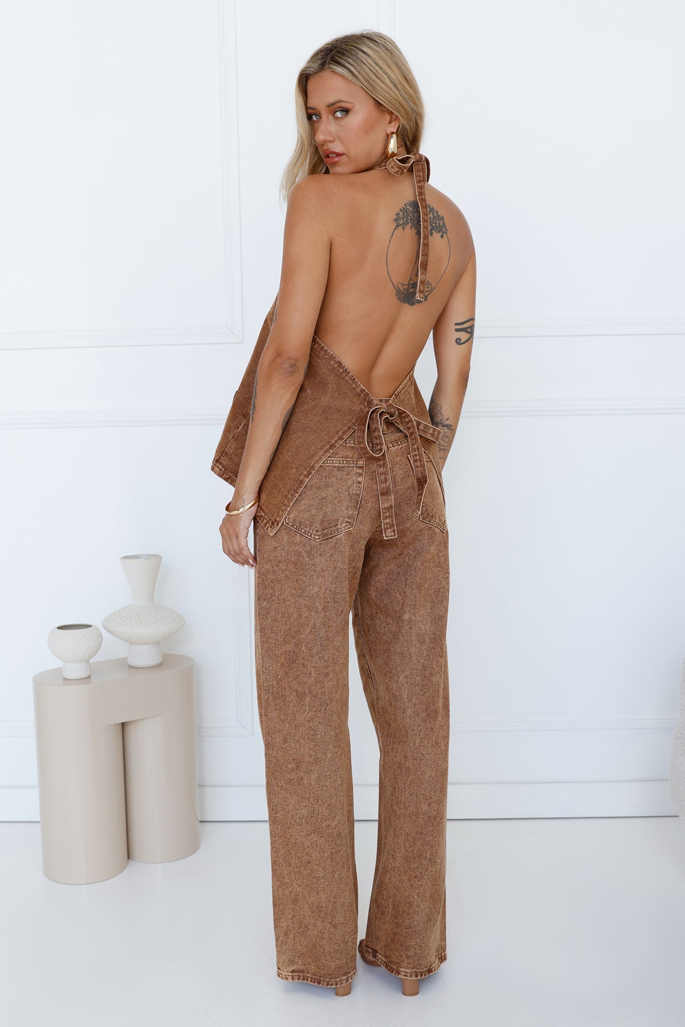 LIONESS Hills Halter Top Stonewash