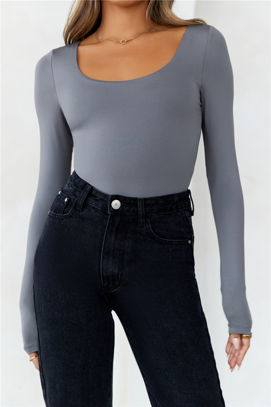 BASE  Second Skin Long Sleeve Bodysuit Charcoal